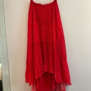 Amur Red Pleated High Low Midi Skirt  - Brand New - Size 2